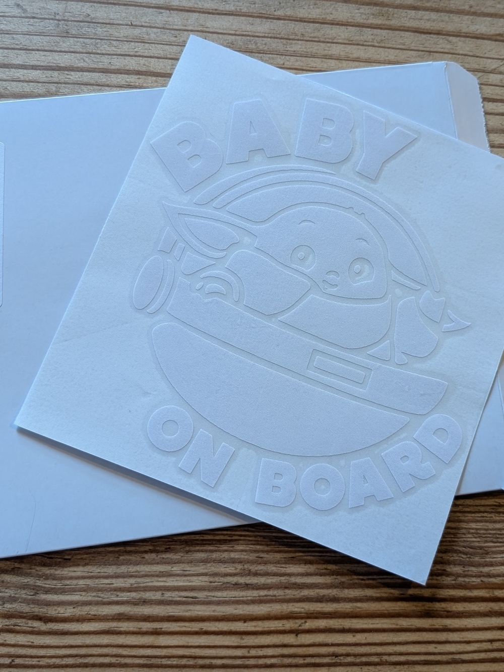 Baby On Board White Decal Sticker - Star Wars Grogu